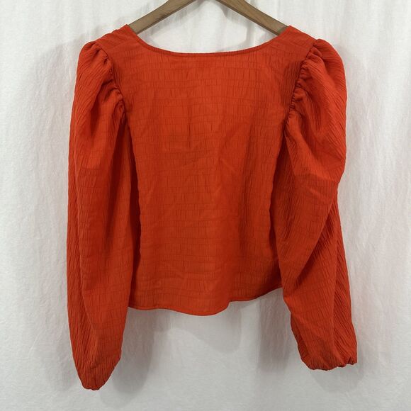 Levis Embry Tie Front Orange Top Womens Size M Boho Fall Lightweight Festival - Picture 2 of 10